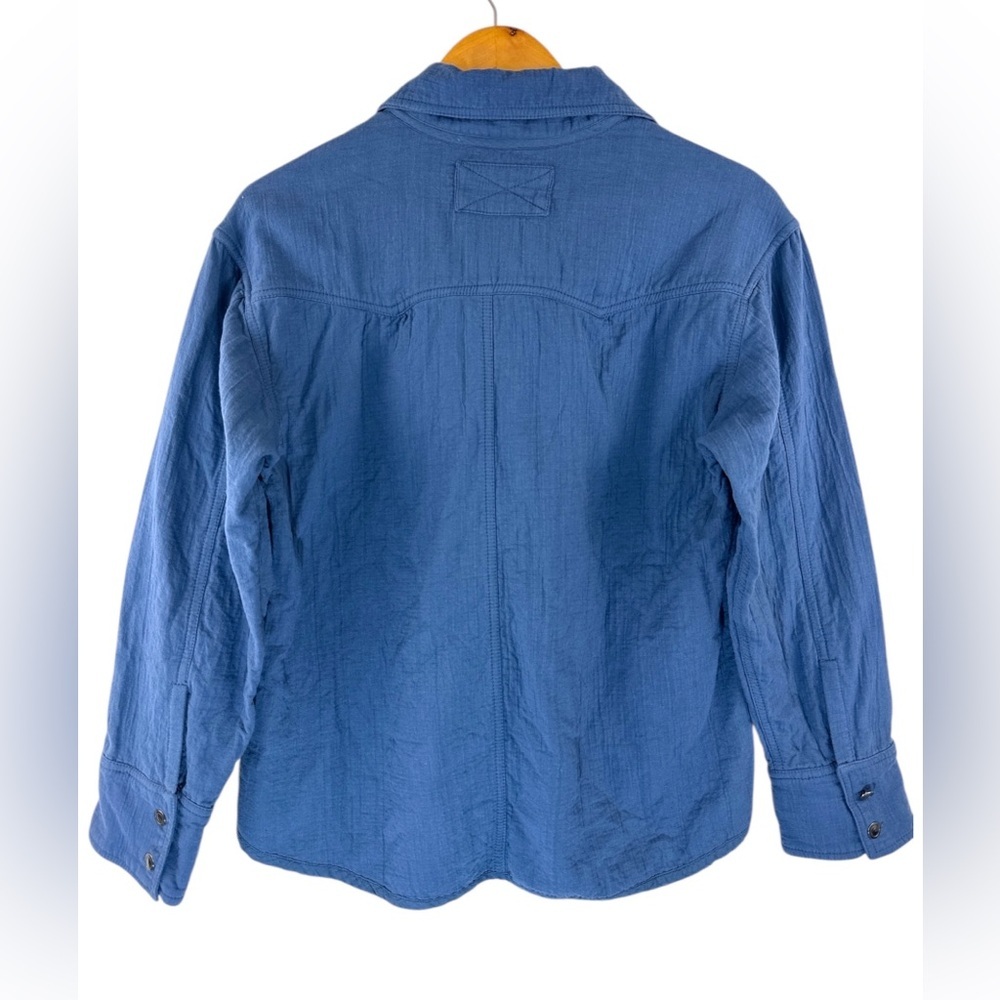 Free People We The Free Buddy Double Cloth Shirt Blue XS Cotton Relaxed Fit - Picture 3 of 8